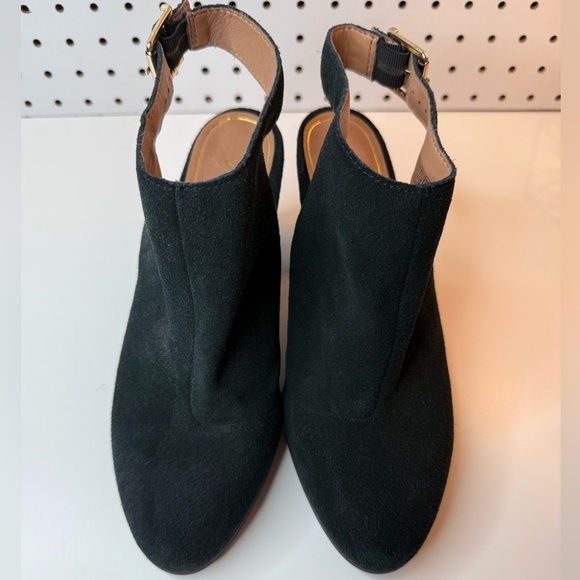 VIONIC Lacey Tortoise Block Heel Sling Back Black Suede Shoes Rubber Sole 9M - Picture 9 of 16